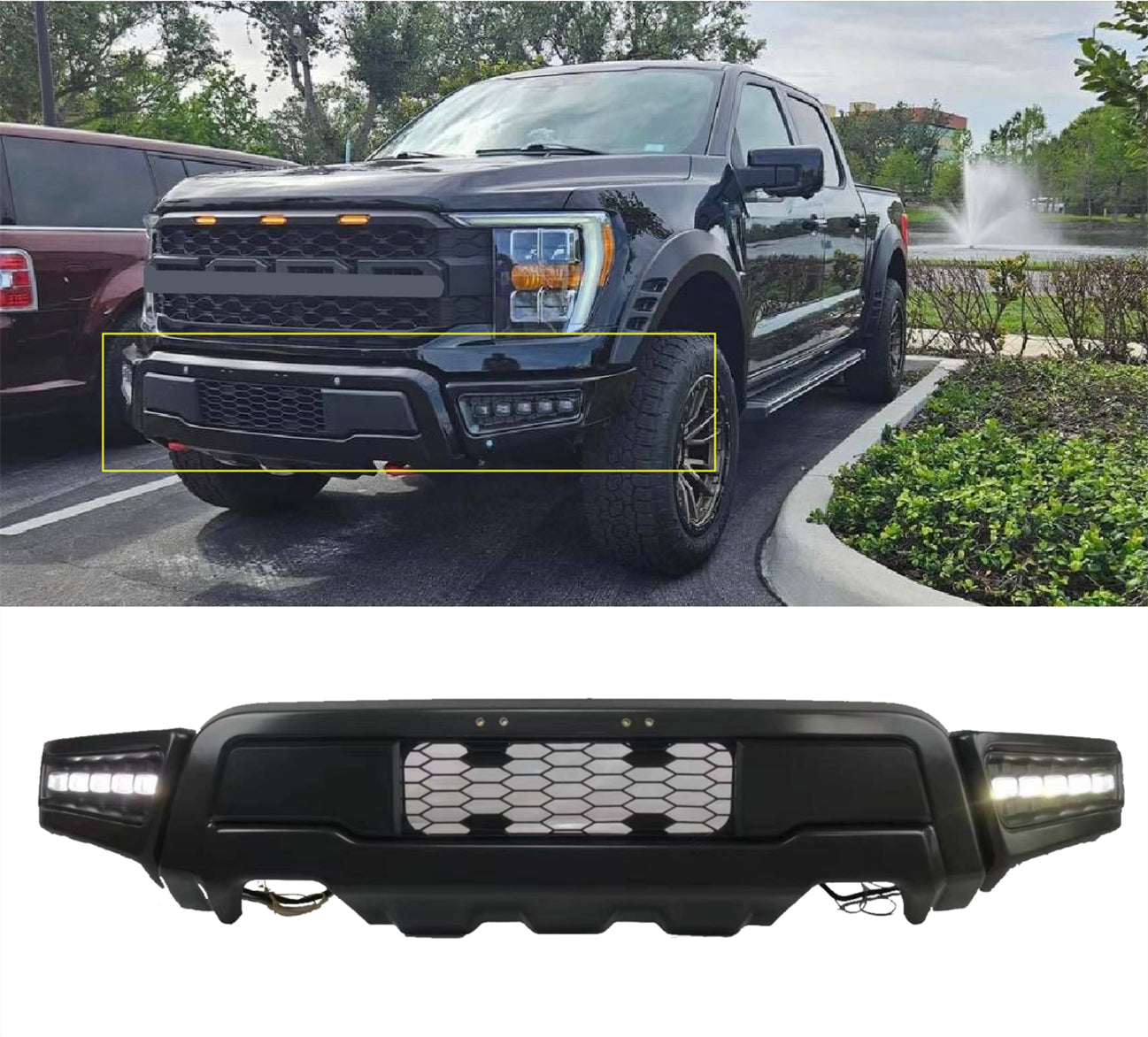 2021-2023 F150 Raptor Style Steel Bumper Guard with Fog light Assembly Full Steel Bumper for Ford F150 2021 2022 2023(US STOCK))