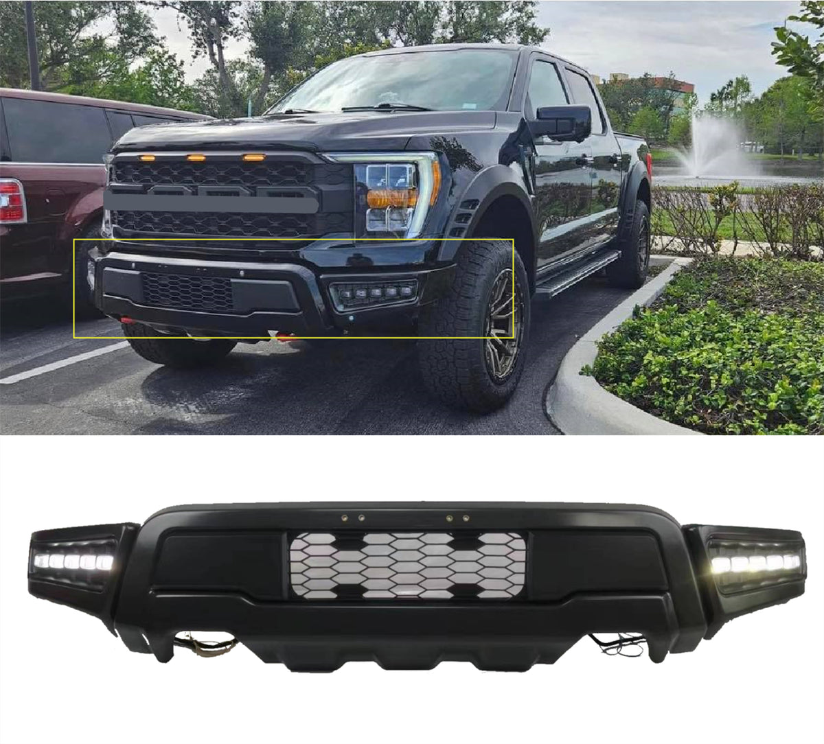 2021-2023 F150 Raptor Style Steel Bumper Guard with Fog light Assembly ...