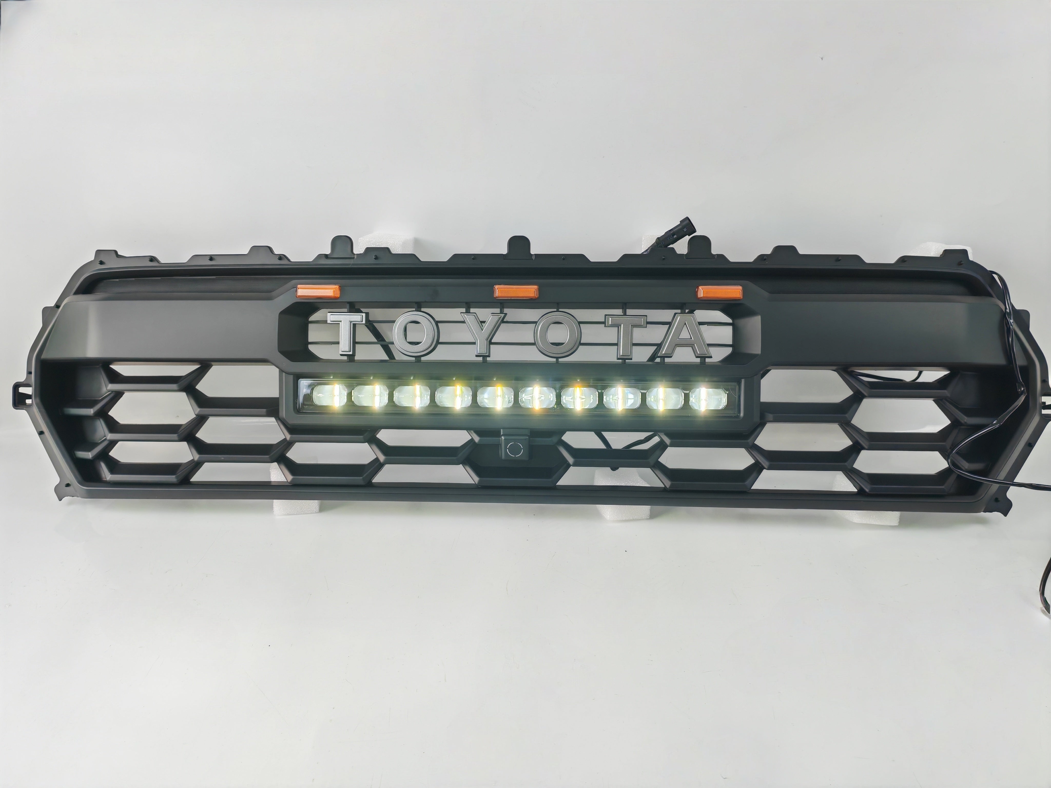 2024-2025 TACOMA TRD PRO Style Grille, Matte Black with Amber LED kits / Light Bar, available For TRD Sport/Pro/Off-Road/Pre Runner/SR/SR5/Trailhunter( Compatible with front-facing cameras)
