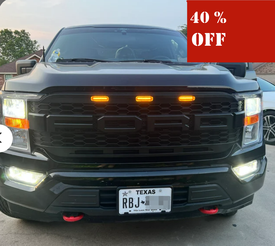 Replacement Grille Compatible With F150 2021 2022 , Raptor Style Grille with Letters & LEDS Matte Black ,fit F150 2021 2022 F150 XL, XLT, Lariat, King Ranch, Platinum and Limited.