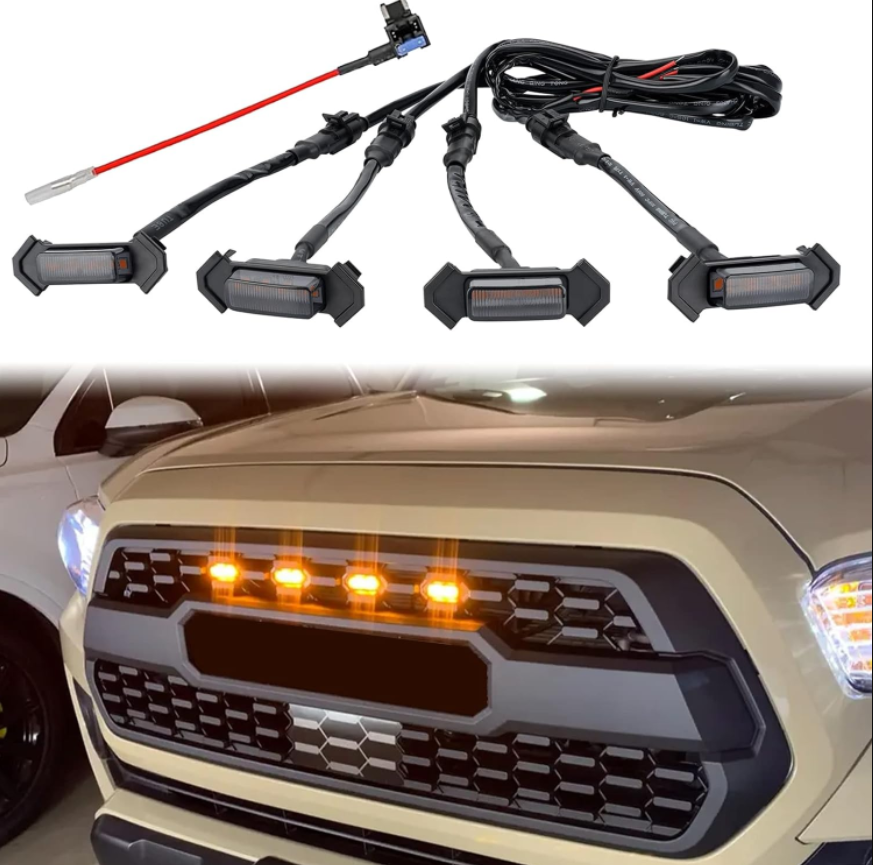 4PCS Smoked Amber / White LED Kits for TACOMA TRD GRILLE (US Stock)