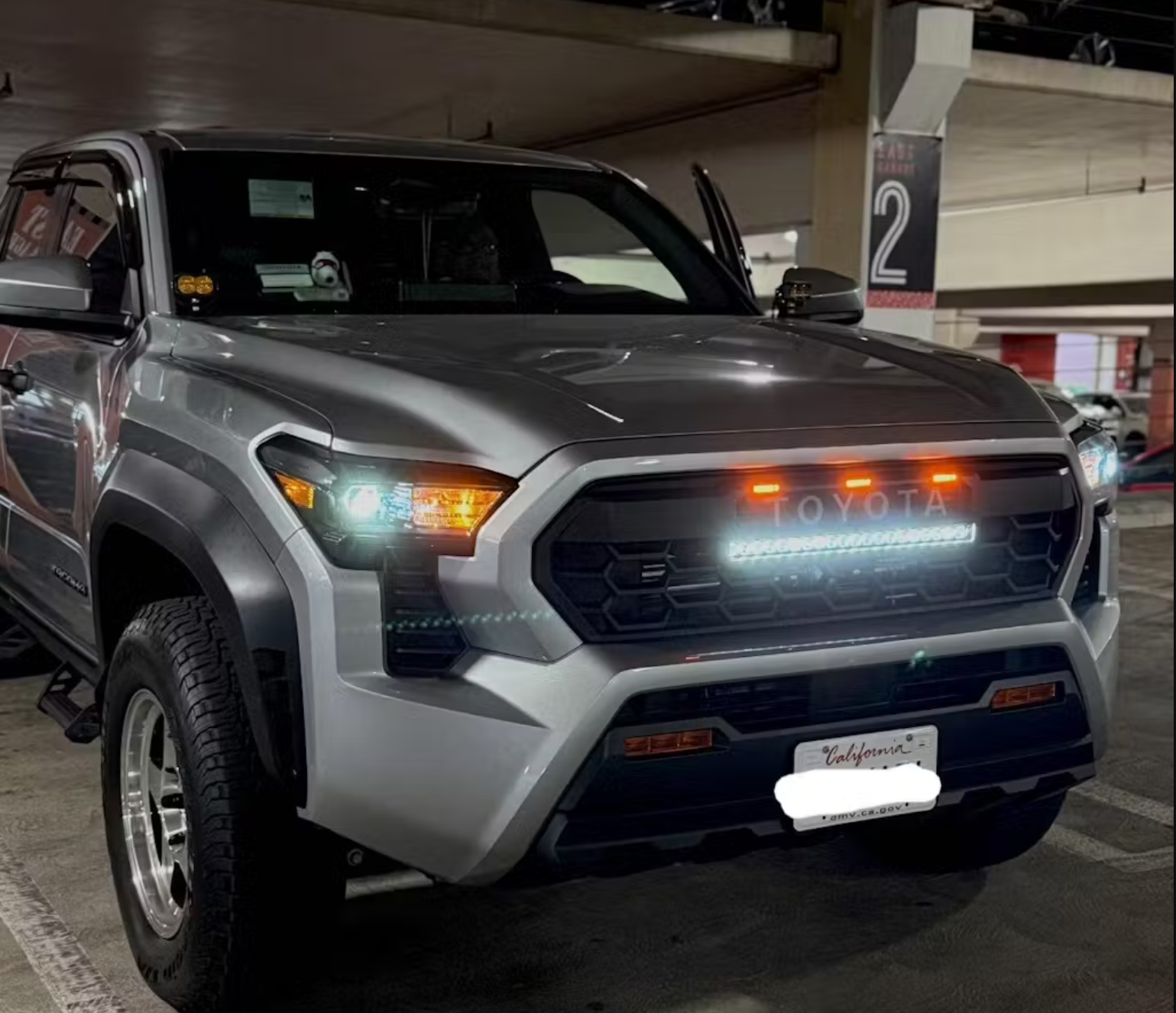 2024-2025 TACOMA TRD PRO Style Grille, Matte Black with Amber LED kits / Light Bar, available For TRD Sport/Pro/Off-Road/Pre Runner/SR/SR5/Trailhunter( Compatible with front-facing cameras)