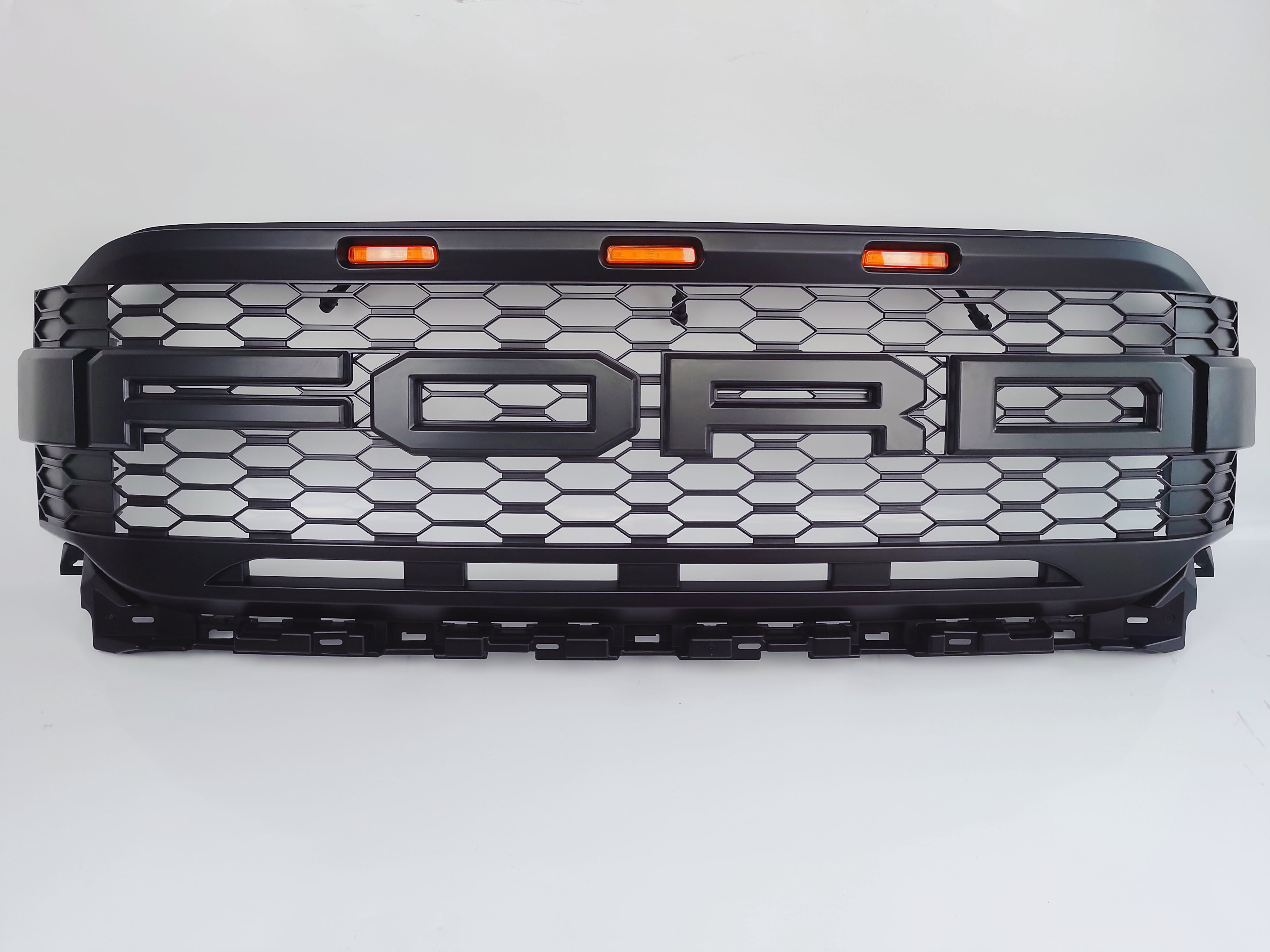 Replacement Grille Compatible With F150 2021 2022 , Raptor Style Grille with Letters & LEDS Matte Black ,fit F150 2021 2022 F150 XL, XLT, Lariat, King Ranch, Platinum and Limited.