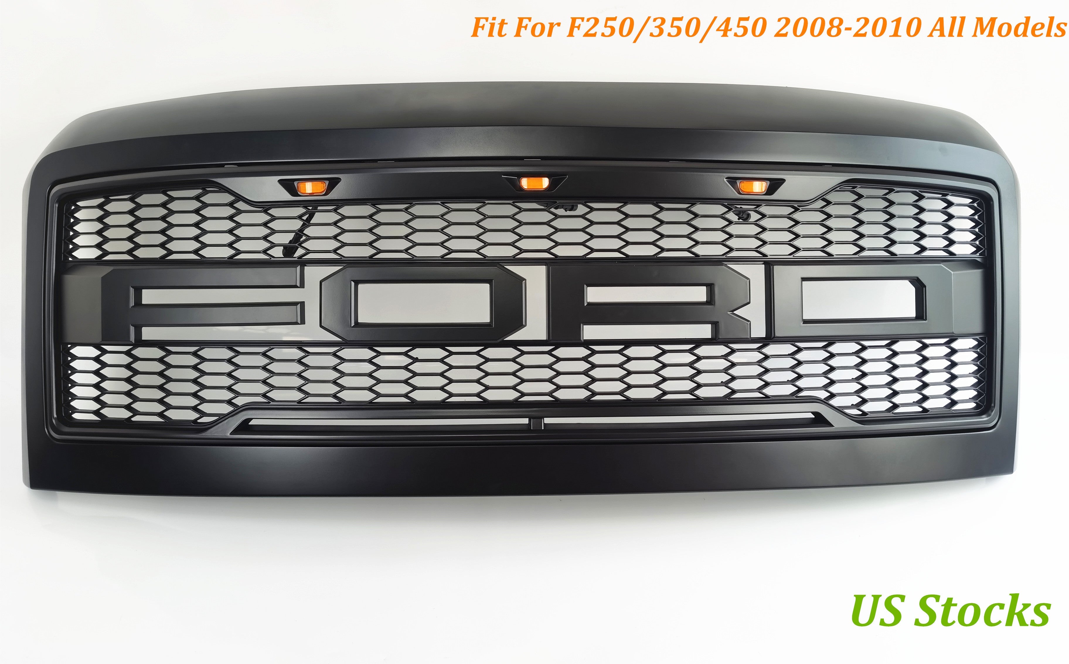 2008-2010 F250 Raptor Grille Matte Black with LEDS Fit for F250 F350 F450 Super Duty (US Stock)