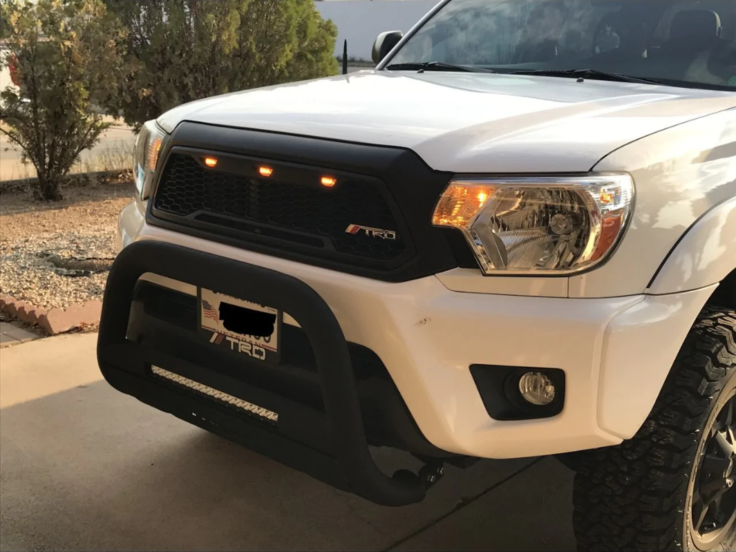 2012-2015 Tacoma Raptor Style Grille, 2nd Gen Tacoma Mesh Grille with 3LEDS Matte Black (US Stock)