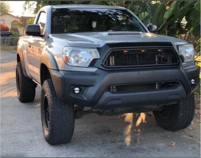 2012-2015 Tacoma Raptor Style Grille, 2nd Gen Tacoma Mesh Grille with 3LEDS Matte Black (US Stock)