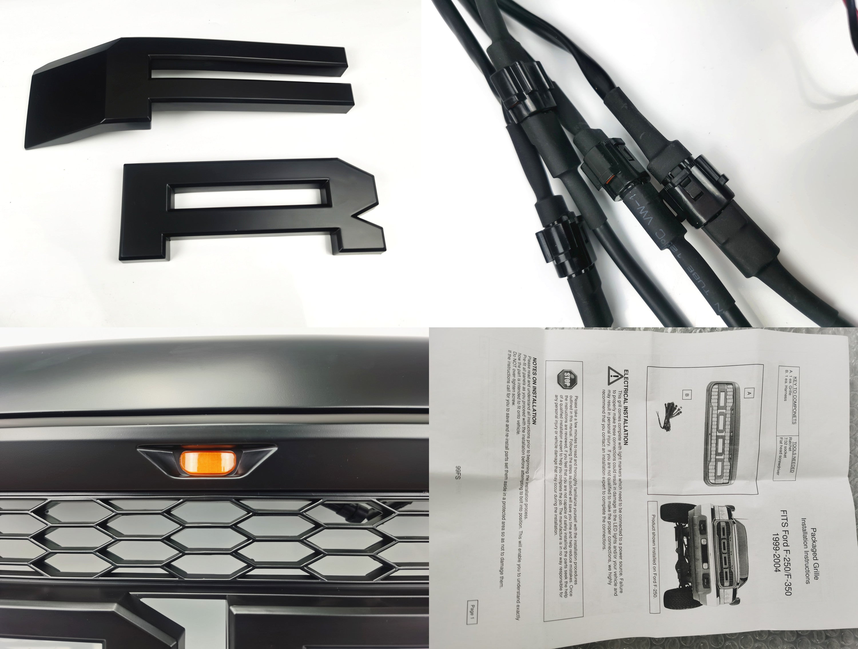 2008-2010 F250 Raptor Grille Matte Black with LEDS Fit for F250 F350 F450 Super Duty (US Stock)